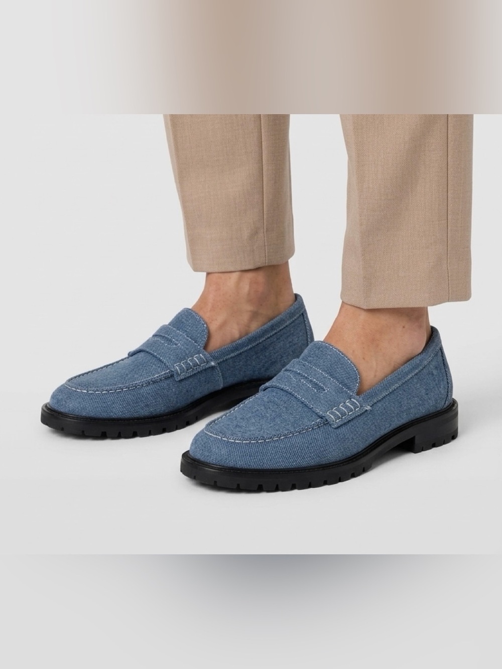 Steve Madden Light Blue Denim Penny Loafers SZ 6